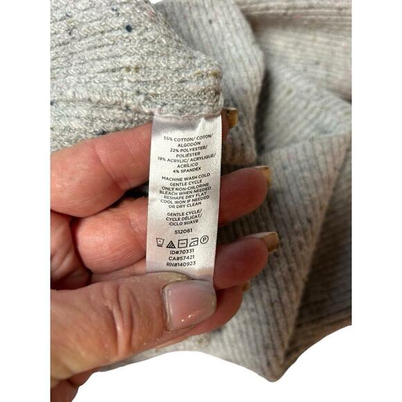 Loft Women's Size Small Confetti Knit Long Sleeve Sweater Dress Gray Tie Cuffs - Picture 10 of 12